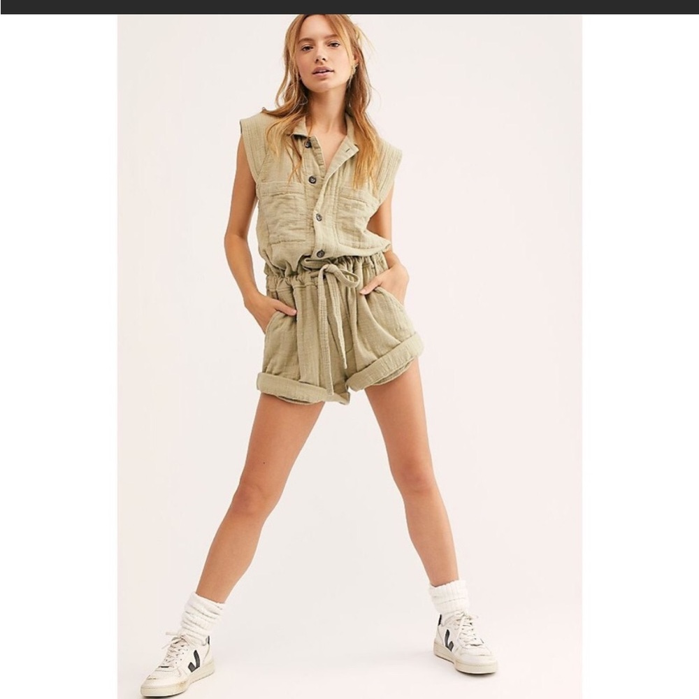 FP One Kalahari Coverall Green Brown Romper Size Medium never worn